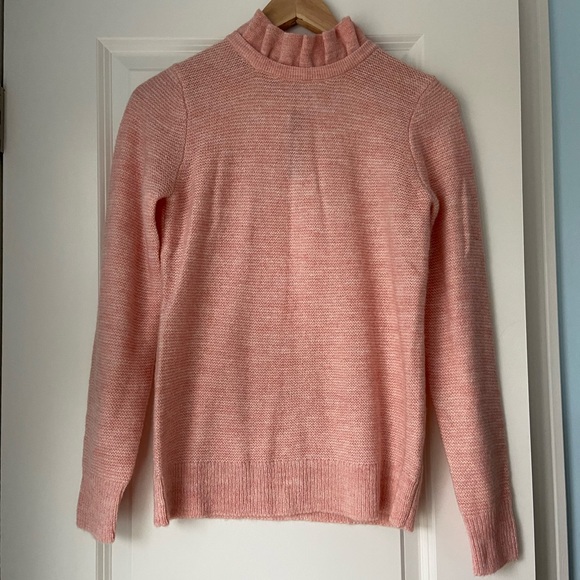 NWT J. Crew Women’s XS Ruffleneck Sweater in pink/peach - Picture 1 of 6